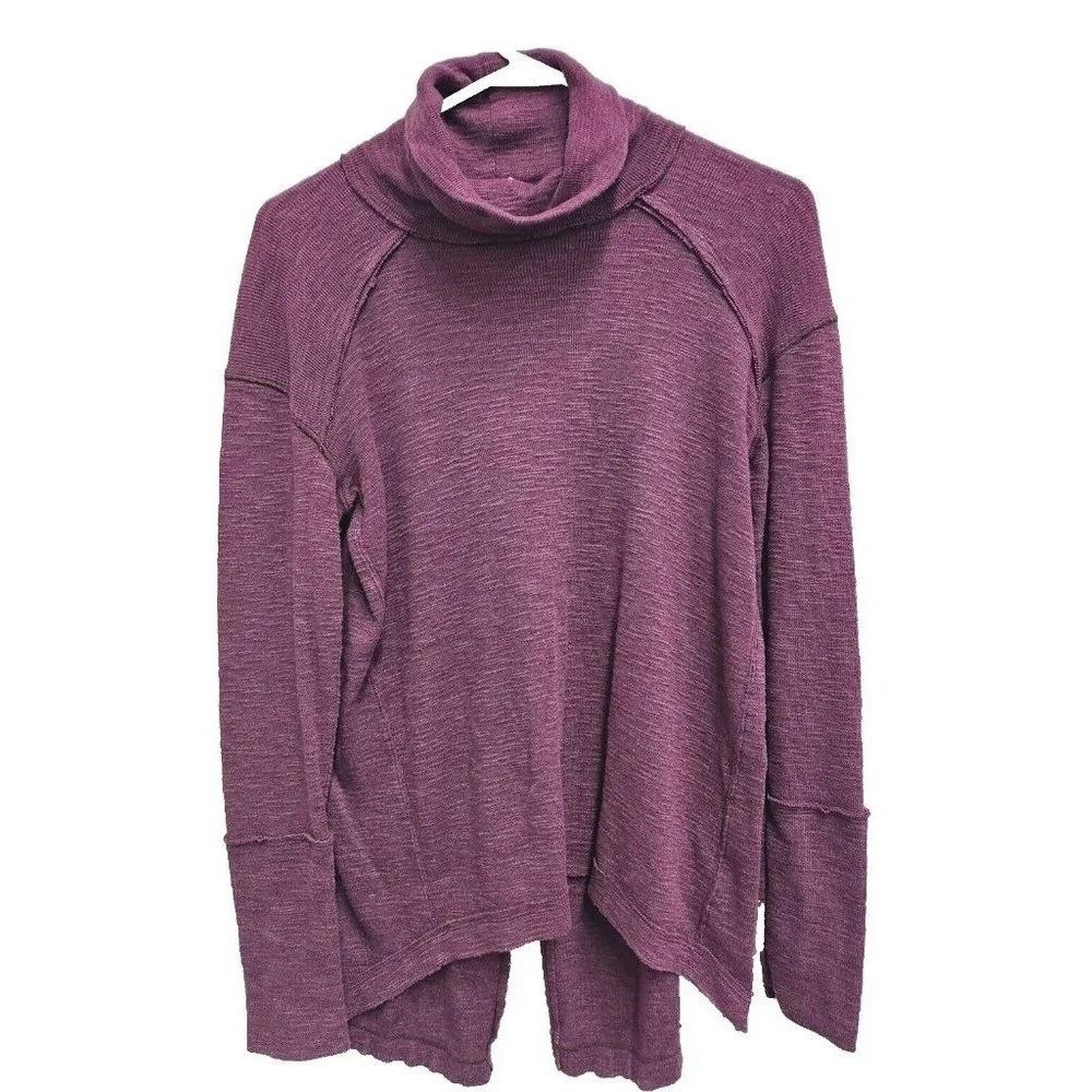 Free People We The Free Tunic Top Womens M Purple Slouchy Cowl Neck Textured